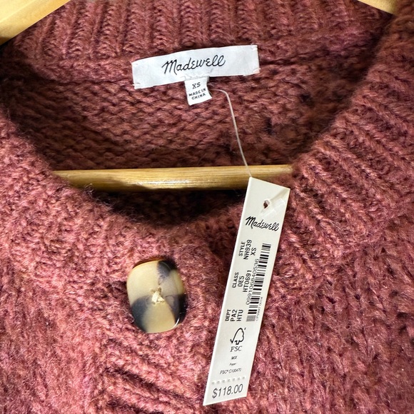 NWT MADEWELL ashmont cable cardigan sweater XS Brown Pink - Picture 3 of 5